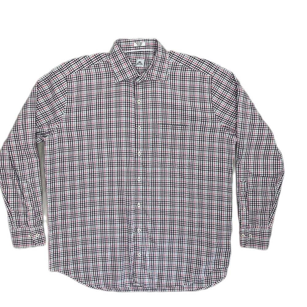 Peter Millar Men's XL Woven Cotton Grid Plaid Long Sleeve Button-Up Shirt